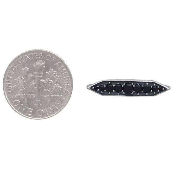 Artisan Sterling Silver Black Crystal Stacking Ring - Picture 4 of 5